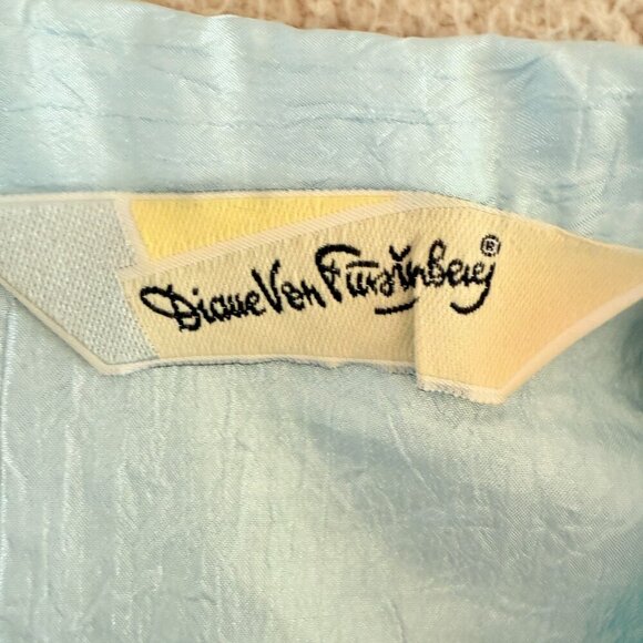 Vintage Diane Von Furstenberg Button Shirt Crinkle Designer Top - Picture 10 of 11